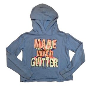 Justice Active Made with Glitter powder blue hoodie, 14/16